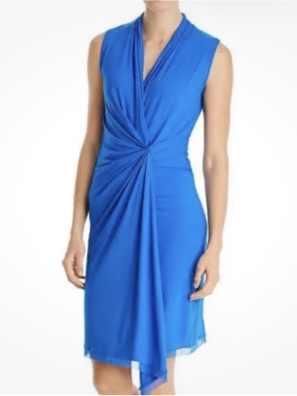 Kobi Halperin Royal Blue Sleeveless Twist-Front Dress - M